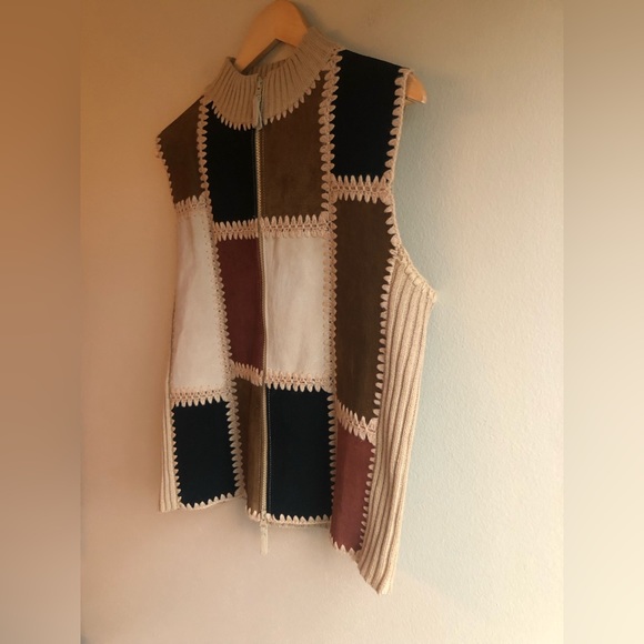 Designers Studio Original 100% Genuine Leather Brown Design Full Zip Vest Size L - Picture 3 of 12